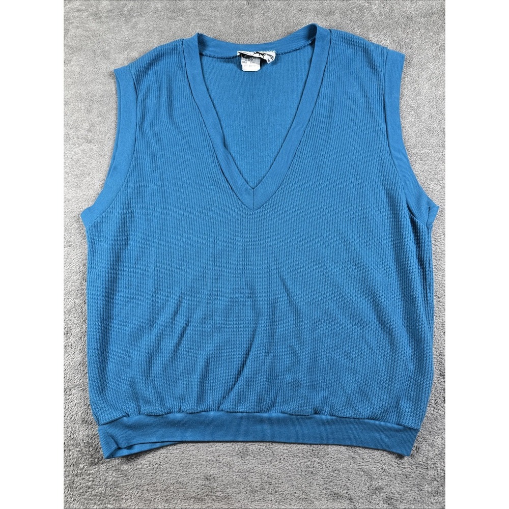 Vintage 80's/90's Golden Wings Men's Knit V-Neck Sweater Vest Blue Size 38